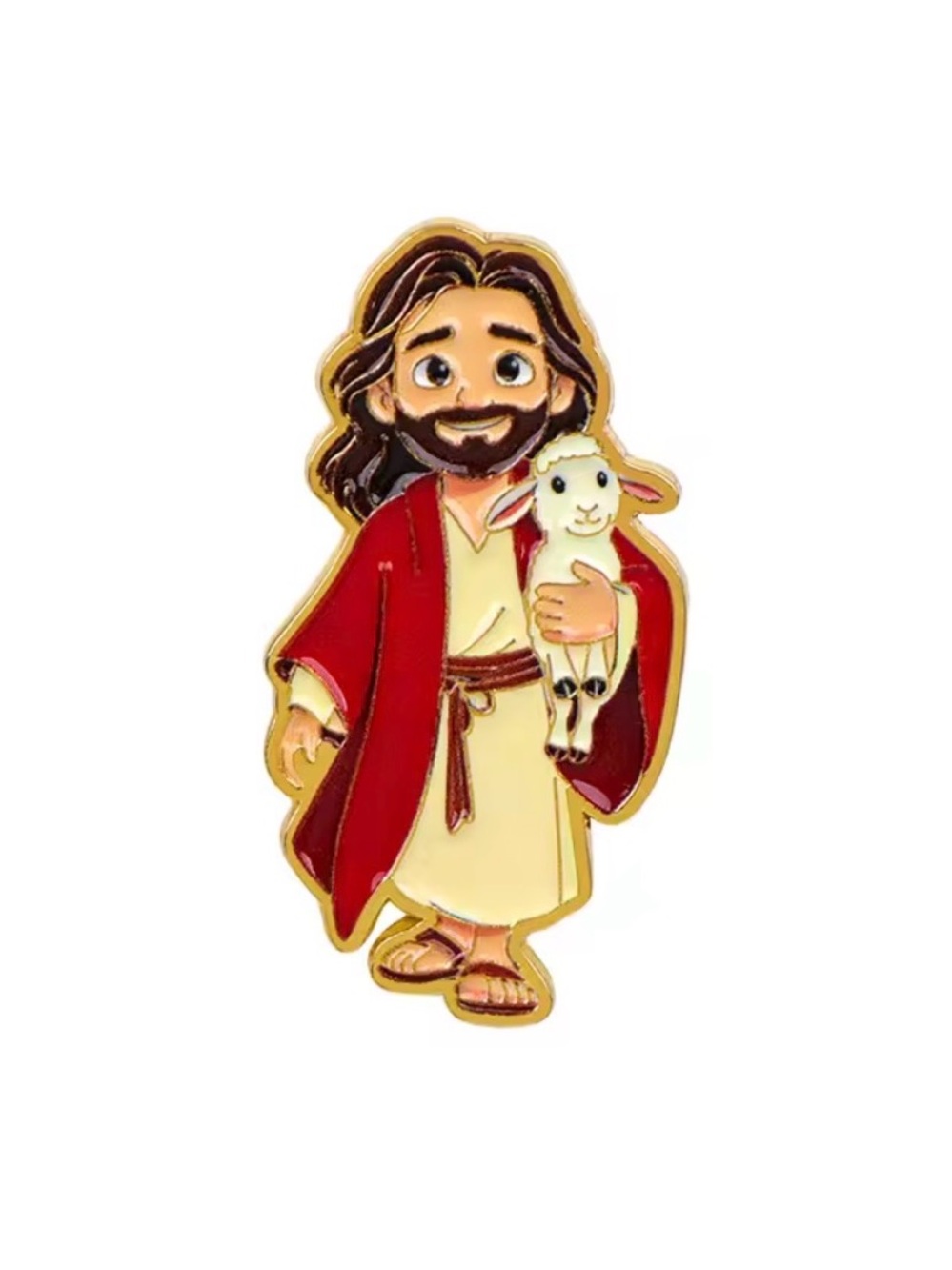 Jesus with gentle Lamp Enamel Metal Pin